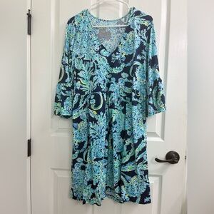 Vibrant Leafy Lilly Pulitzer  V-Neck Dress